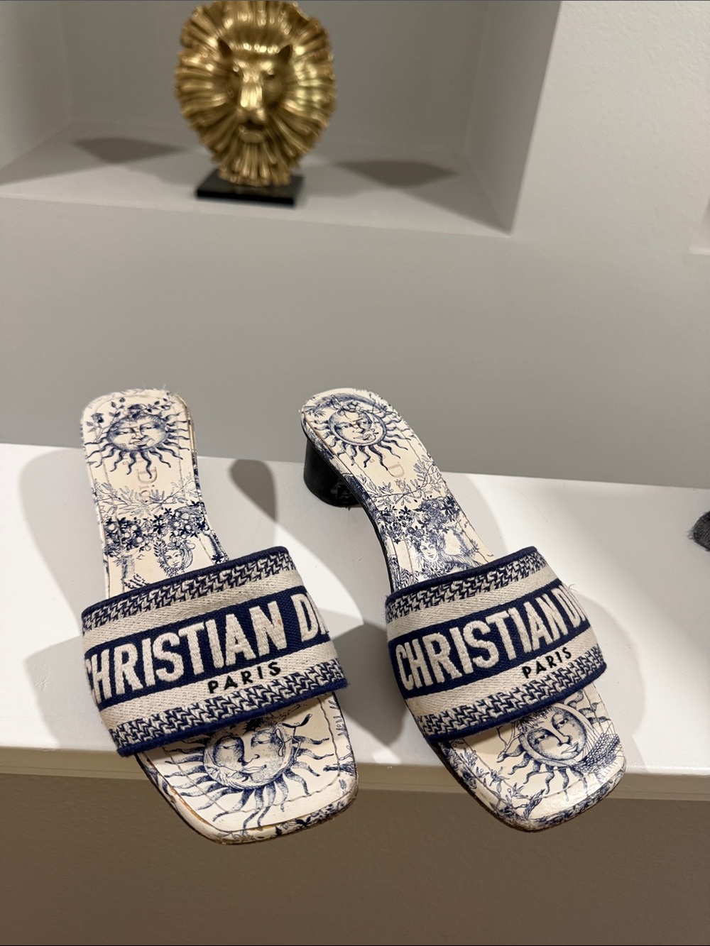 Dior Blue & White Christian Dior Paris Slide Mules